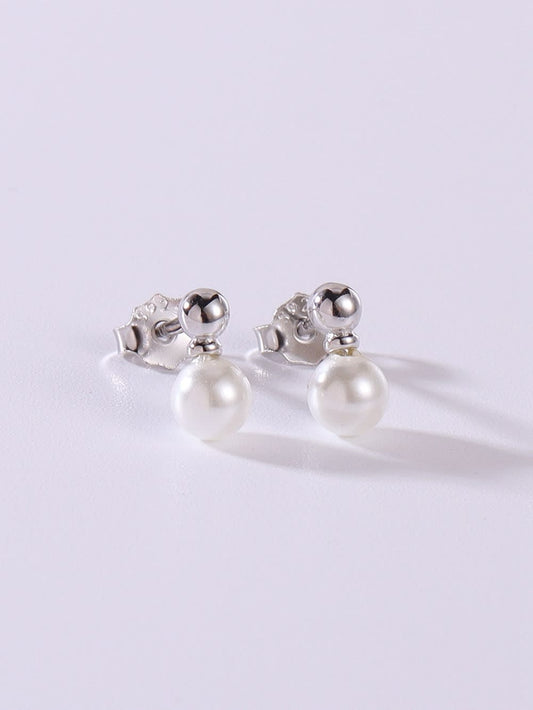 925 Sterling Silver Imitation Pearl Earrings