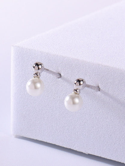 925 Sterling Silver Imitation Pearl Earrings