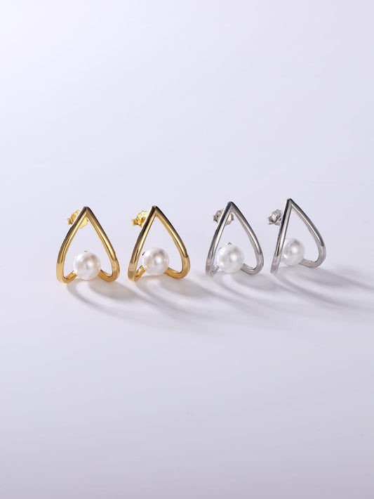 925 Sterling Silver Imitation Pearl Earrings