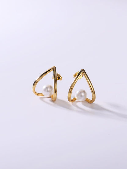 925 Sterling Silver Imitation Pearl Earrings