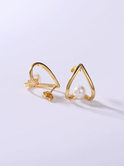 925 Sterling Silver Imitation Pearl Earrings