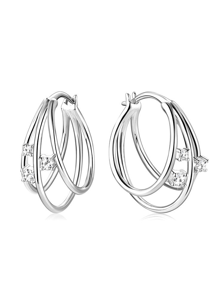 925 Sterling Silver Cubic Zirconia Hoop Earrings