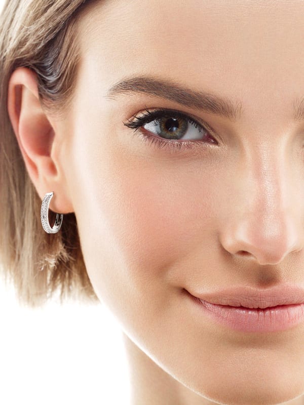925 Sterling Silver Cubic Zirconia Hoop Earrings