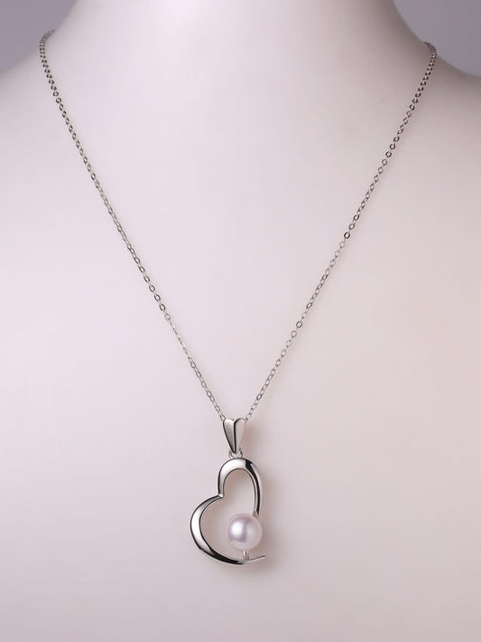 925 Sterling Silver Freshwater Pearl Heart Necklace