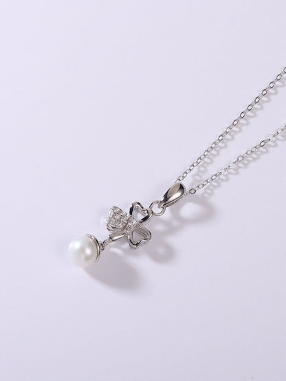 925 Sterling Silver Freshwater Pearl Leaf Necklace