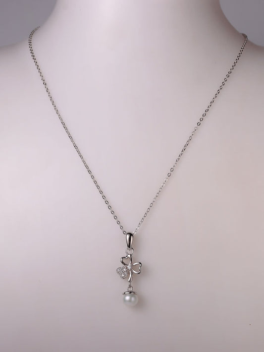 925 Sterling Silver Freshwater Pearl Leaf Necklace