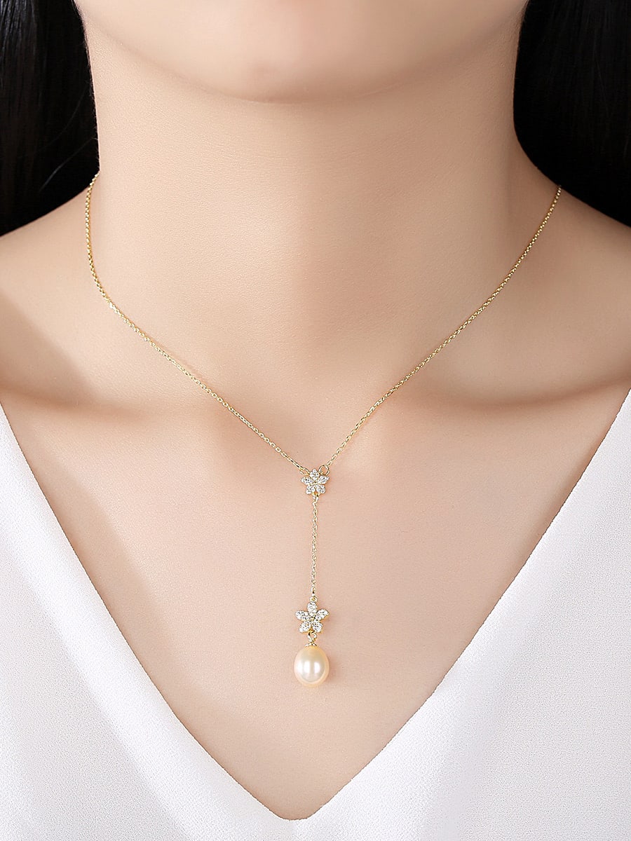 925 Sterling Silver Freshwater Pearl Drop Necklace