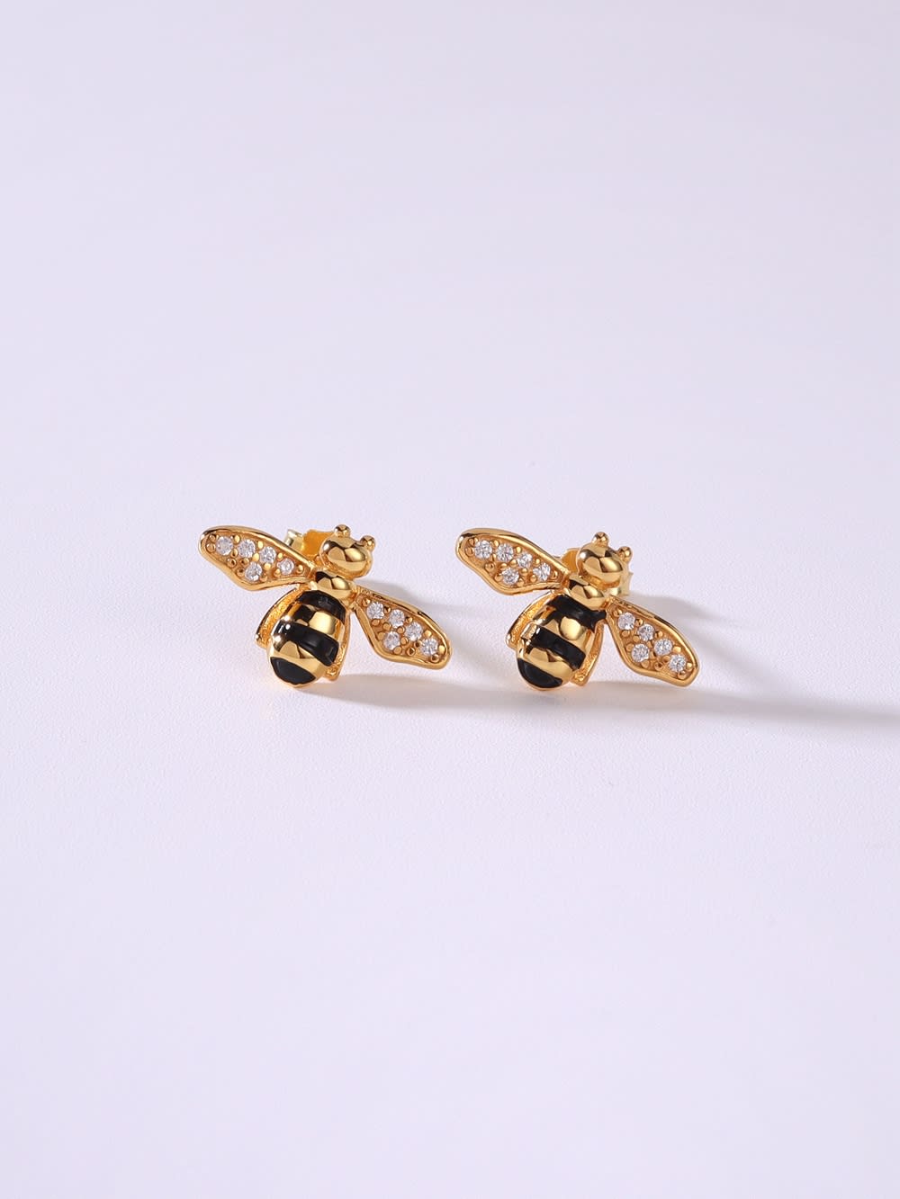 925 Sterling Silver Cubic Zirconia Bee Earrings