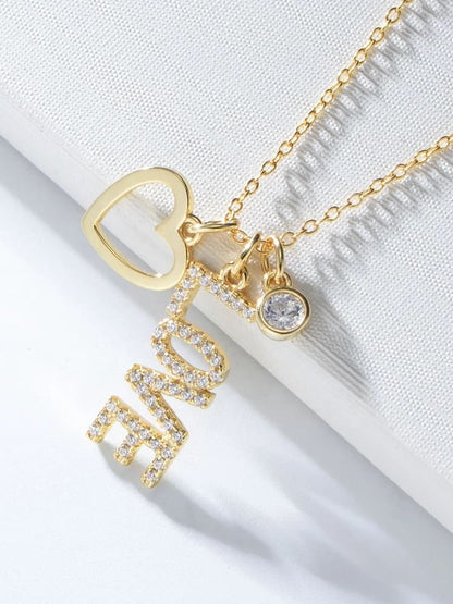 925 Sterling Silver Cubic Zirconia Love Necklace