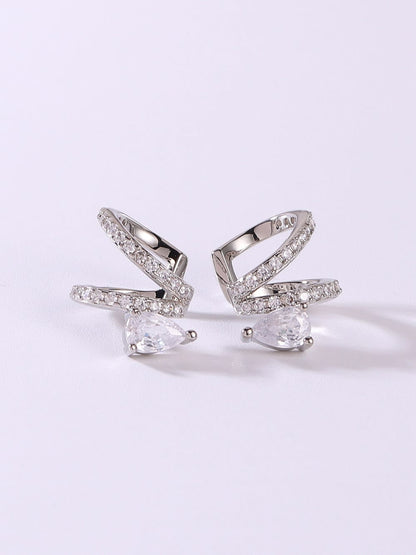 925 Sterling Silver Cubic Zirconia Clip Earrings