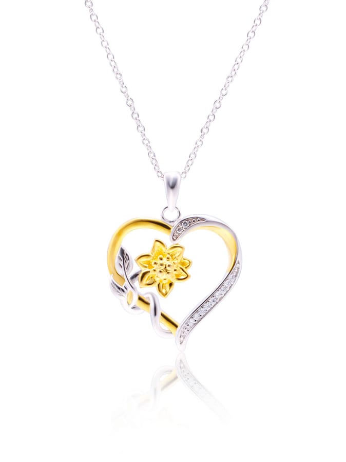 925 Sterling Silver Cubic Zirconia Multi-Tone Necklace