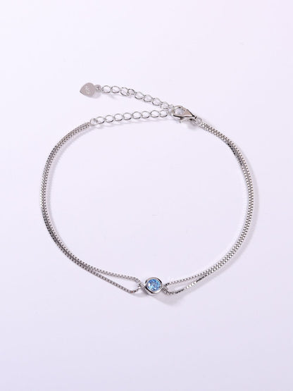 925 Sterling Silver Cubic Zirconia Blue Bracelet