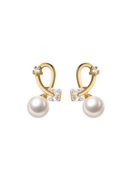 925 Sterling Silver Imitation Pearl Stud Earrings