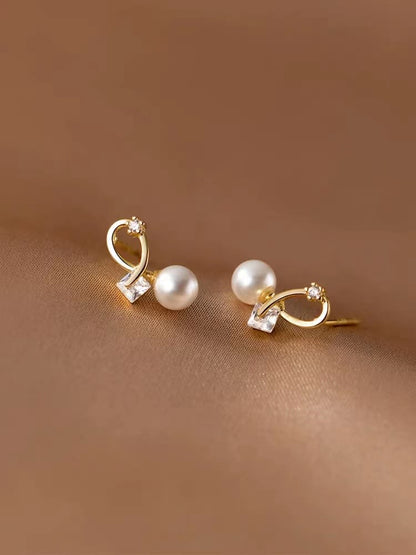 925 Sterling Silver Imitation Pearl Stud Earrings