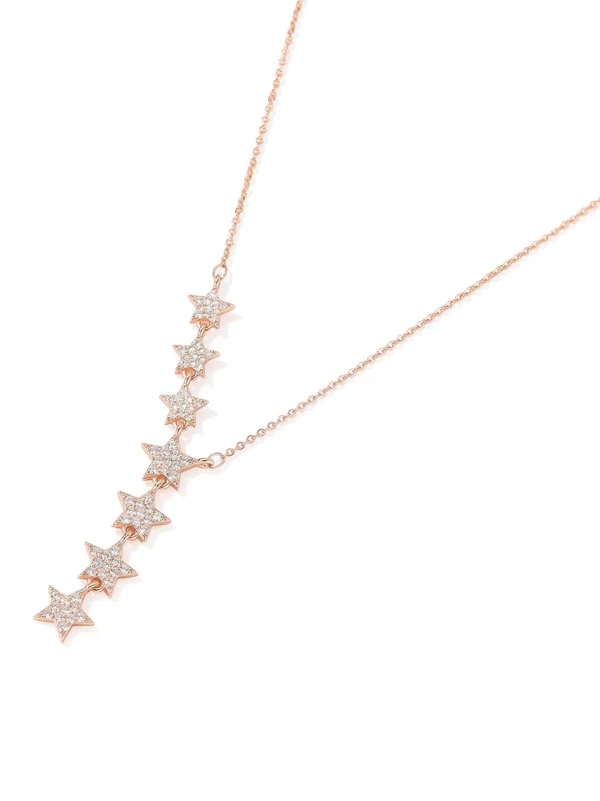 925 Sterling Silver Cubic Zirconia Stars Necklace