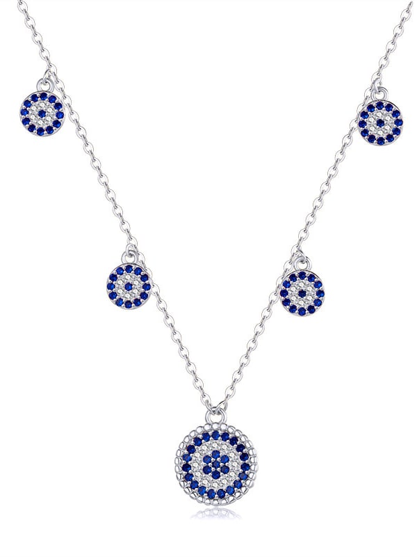 925 Sterling Silver Blue Cubic Zirconia Necklace