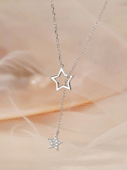925 Sterling Silver Cubic Zirconia Stars Necklace