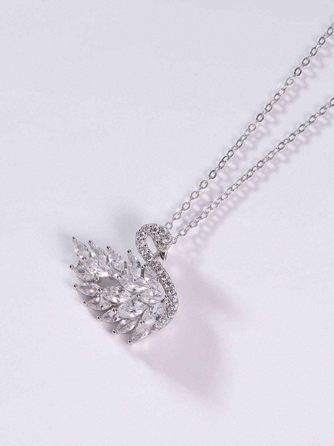 925 Sterling Silver Cubic Zirconia Swan Necklace