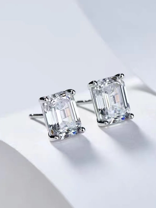 925 Sterling Silver High Carbon Diamond Earrings