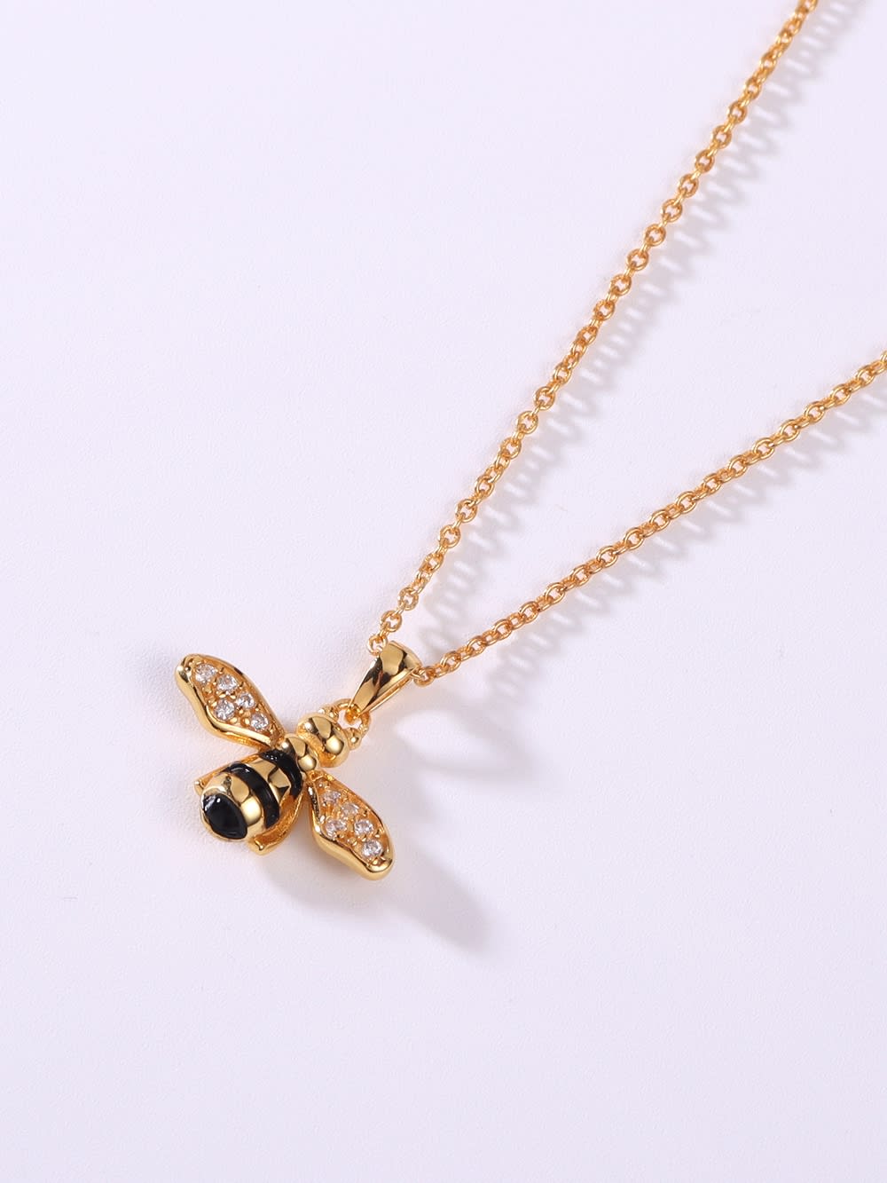 925 Sterling Silver Cubic Zirconia Bee Necklace