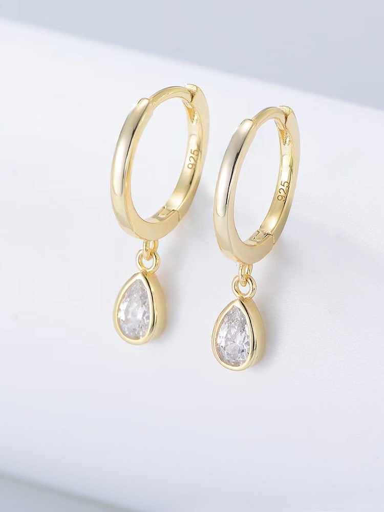 925 Sterling Silver Cubic Zirconia Hoop Earrings