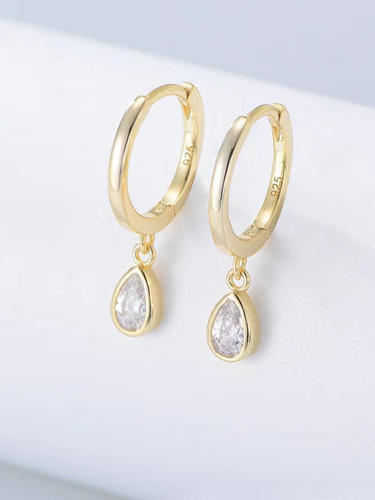 925 Sterling Silver Cubic Zirconia Hoop Earrings