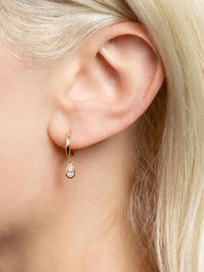 925 Sterling Silver Cubic Zirconia Hoop Earrings