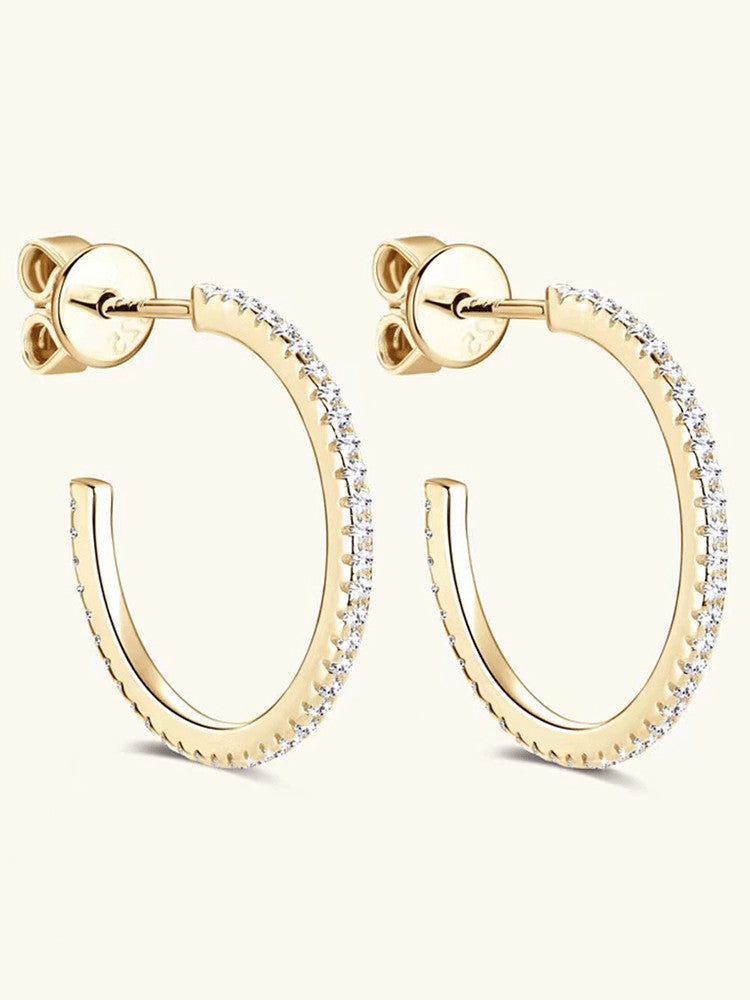 925 Sterling Silver Cubic Zirconia Hoop Earrings