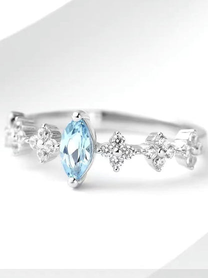 925 Sterling Silver Blue High Carbon Diamond Ring