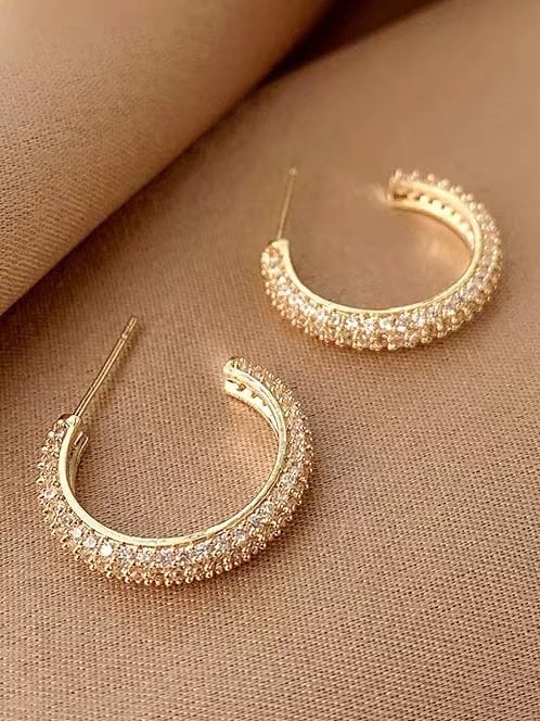 925 Sterling Silver Cubic Zirconia Hoop Earrings