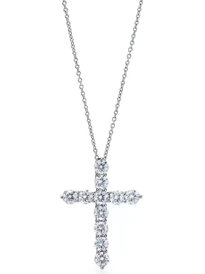 925 Sterling Silver Cubic Zirconia Cross Necklace