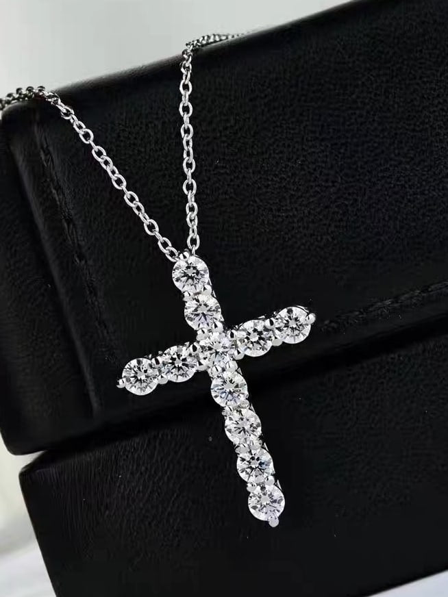 925 Sterling Silver Cubic Zirconia Cross Necklace