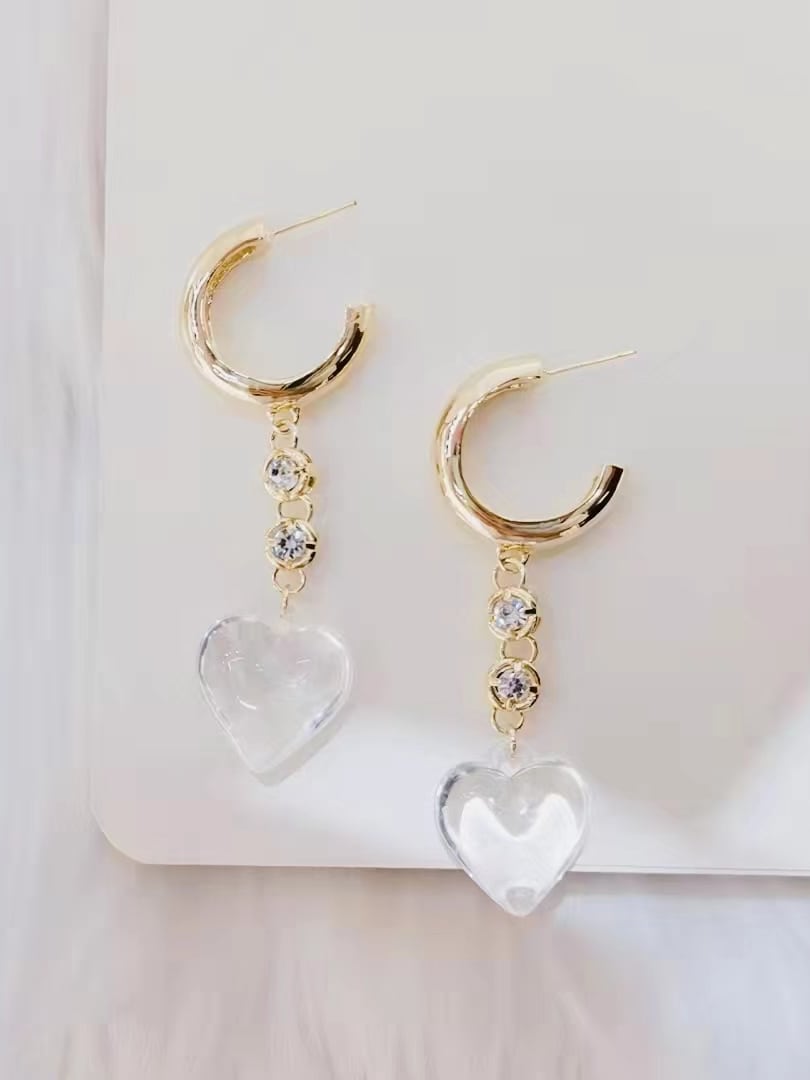 Gold Plated Heart Drop Earrings