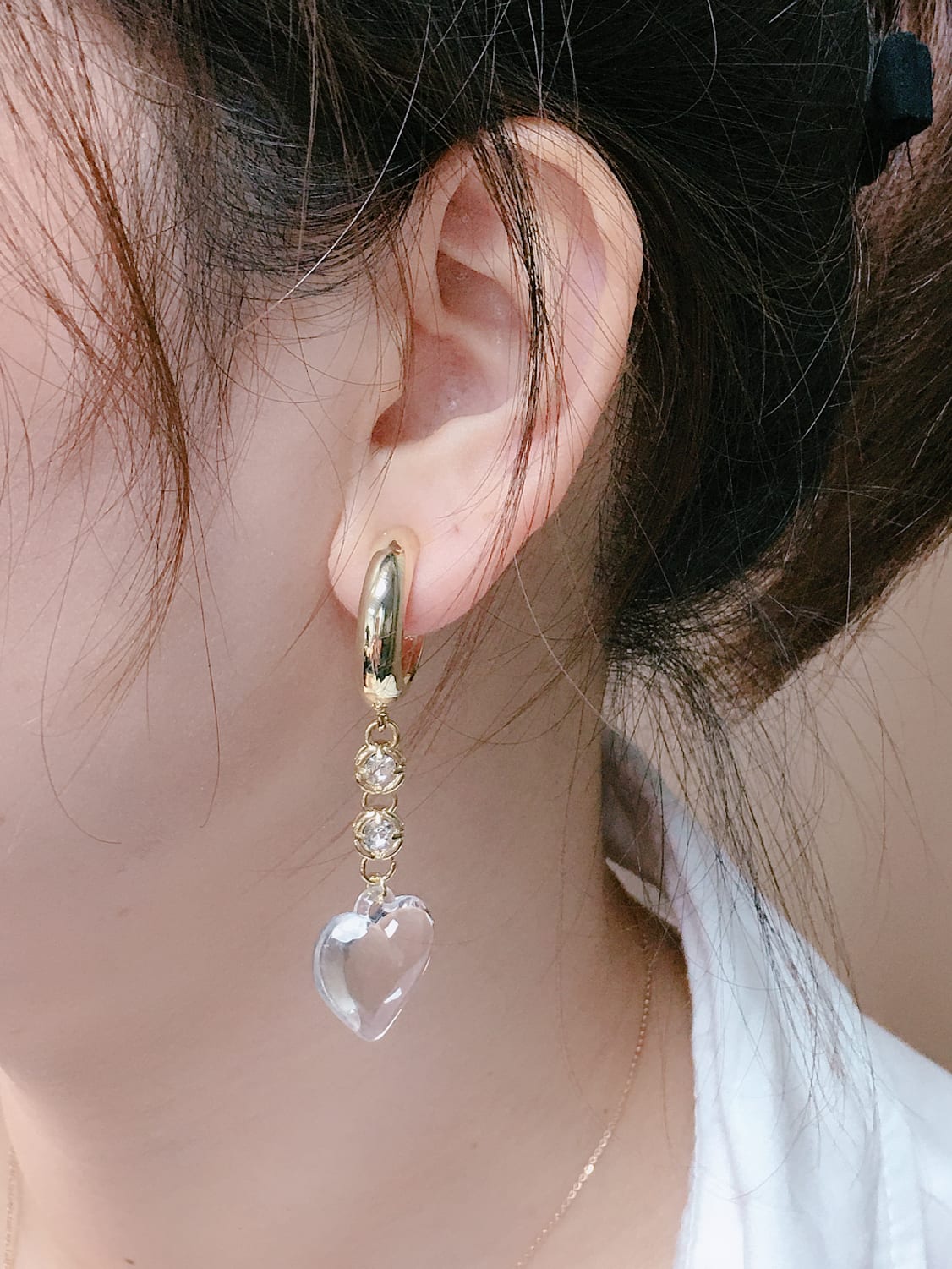 Gold Plated Heart Drop Earrings