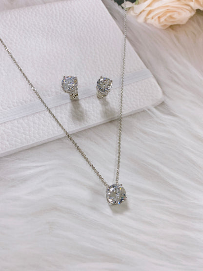 Cubic Zirconia Earrings & Necklace Set