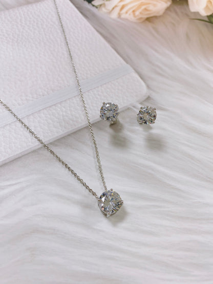 Cubic Zirconia Earrings & Necklace Set