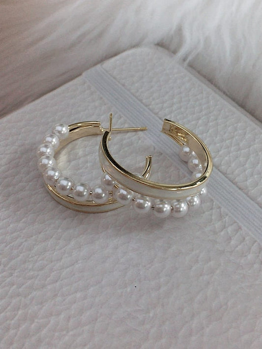 Pearl Hoop Earrings