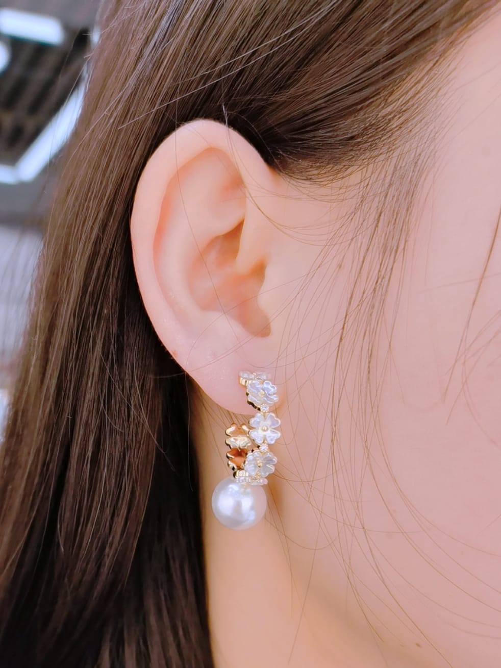 Gold Plated Pearl Hoop Earrings