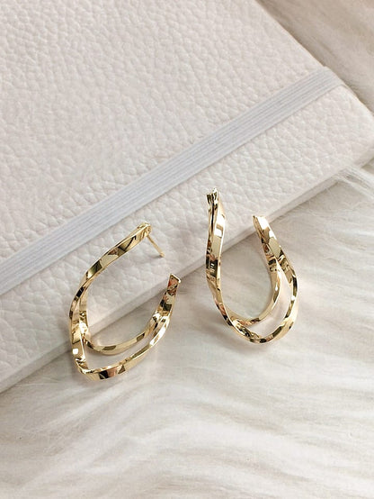 Gold Plated Oval Earrings