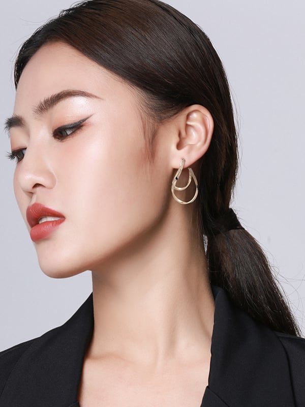 Gold Plated Oval Earrings