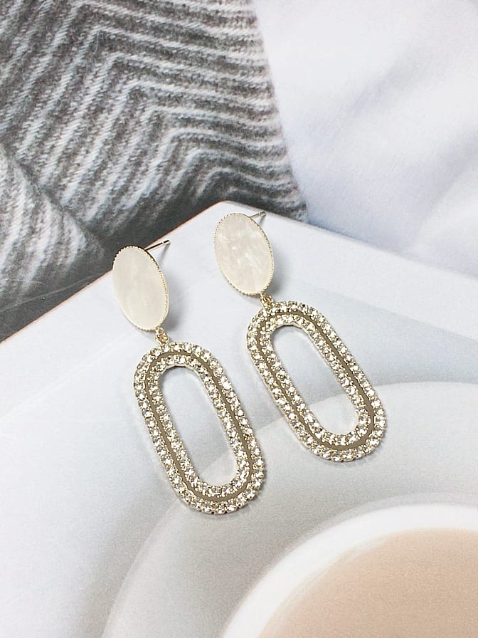 Cubic Zirconia Oval Drop Earrings