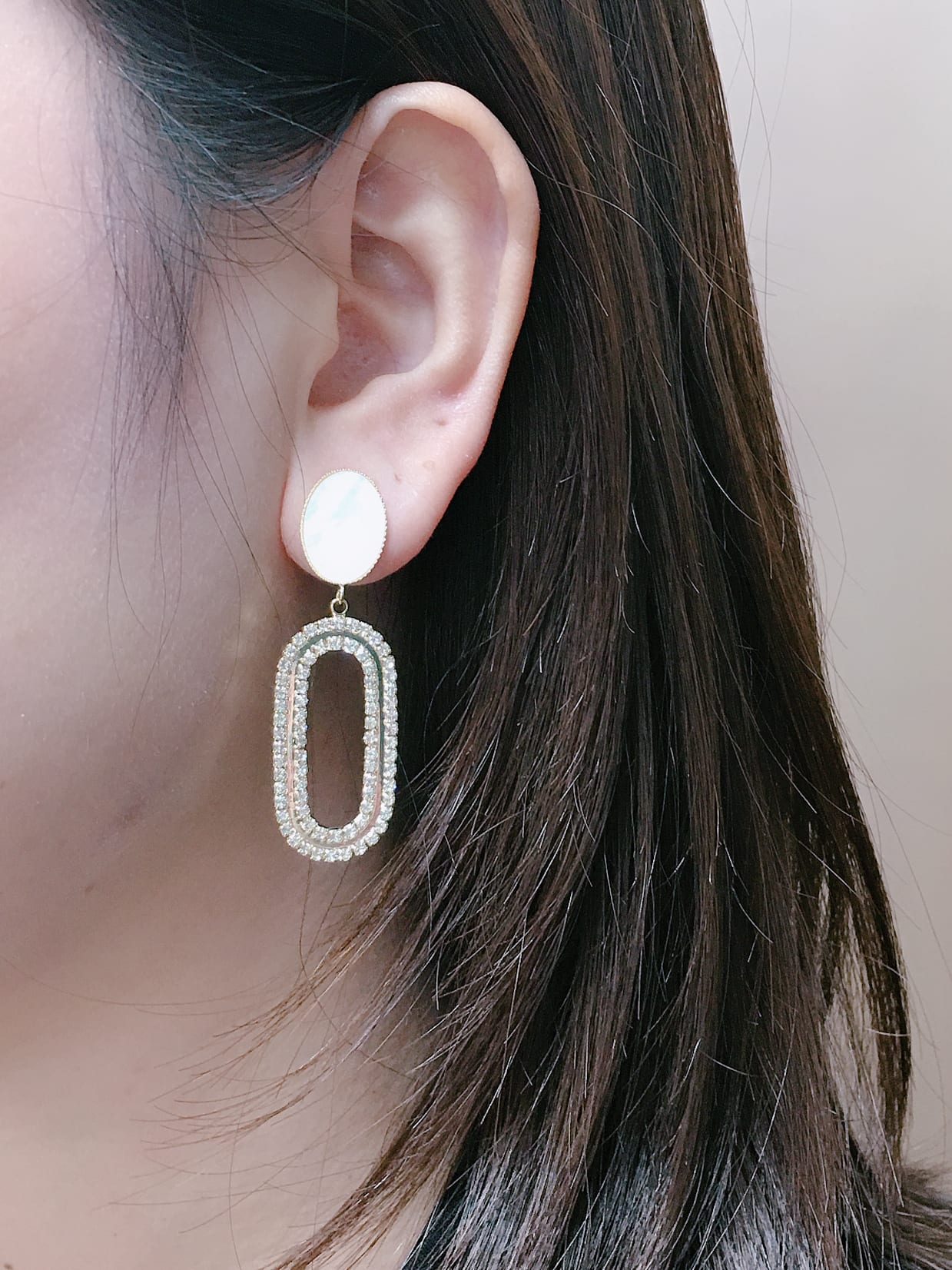 Cubic Zirconia Oval Drop Earrings