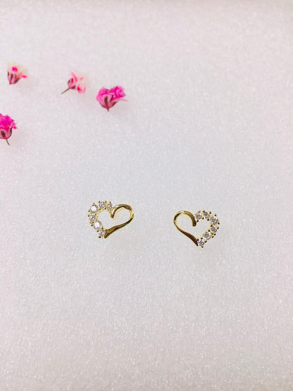 925 Sterling Silver Cubic Zirconia Heart Stud Earrings