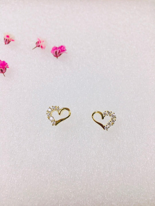 925 Sterling Silver Cubic Zirconia Heart Stud Earrings
