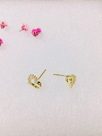 925 Sterling Silver Cubic Zirconia Heart Stud Earrings