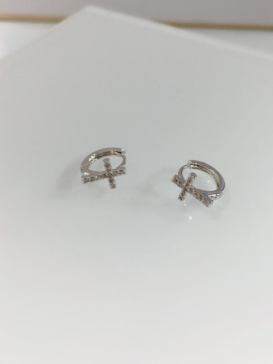 Cubic Zirconia Cross Earrings