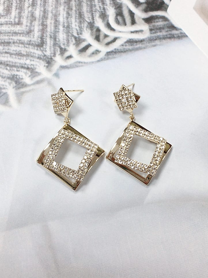 Cubic Zirconia Square Drop Earrings