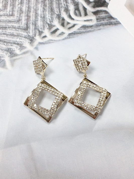 Cubic Zirconia Square Drop Earrings
