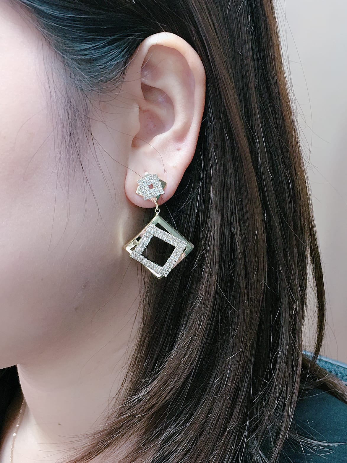 Cubic Zirconia Square Drop Earrings