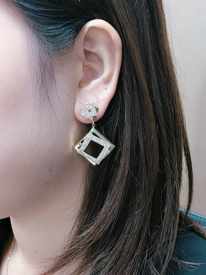 Cubic Zirconia Square Drop Earrings